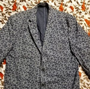 Blue Floral Patterned Blazer